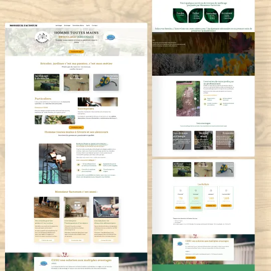 Presentation du site web monsieurfactotum.com. Homepage version desktop