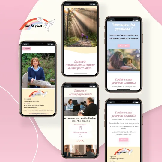 Aperçus du site arcenailes.fr version mobile