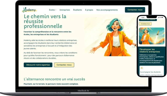 Prévisualisation du site Hodémy en version desktop et mobile