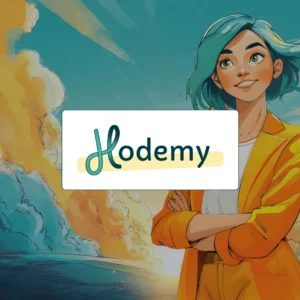 Hodemy vignette. Illustration personnage Hodemy avec le logo